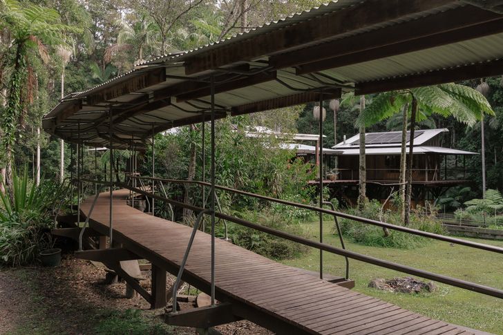 Arrival is via a 40-metre-long covered walkway.