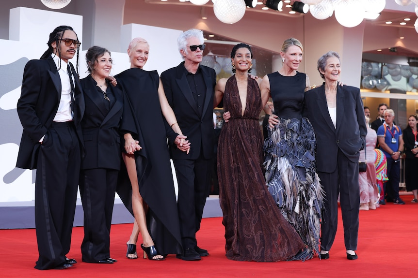 The cast of Father Brother Sister Mother at the 2025 Venice FIlm Festival.