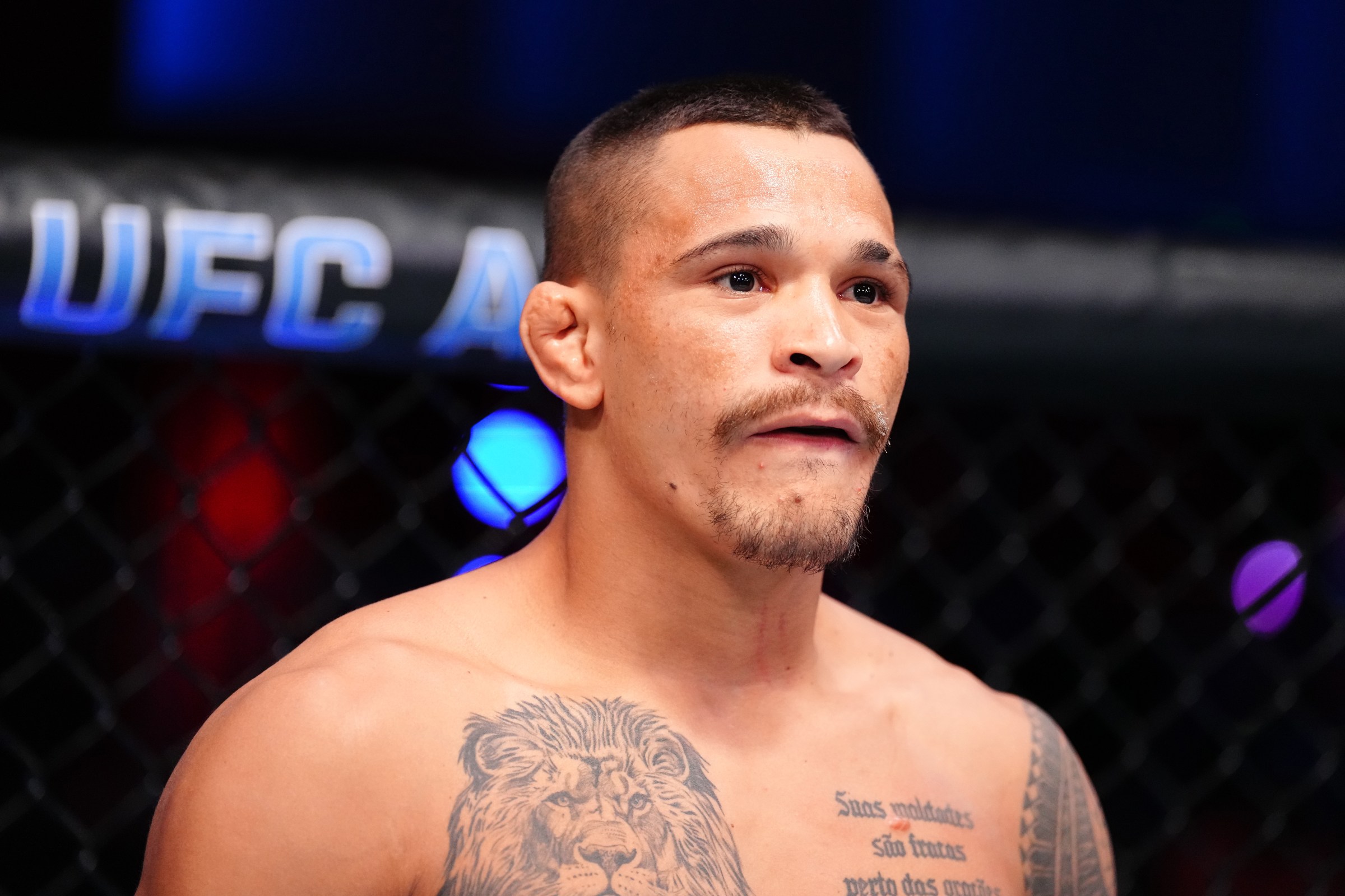 LAS VEGAS, NEVADA - AUGUST 26: Marcio Barbosa of Brazil stands in his corner prior to facing Damon Wilson in a light heavyweight fight during Dana White’s Contender Series season nine, week three at UFC APEX on August 26, 2025 in Las Vegas, Nevada. (Photo by Chris Unger/Zuffa LLC)