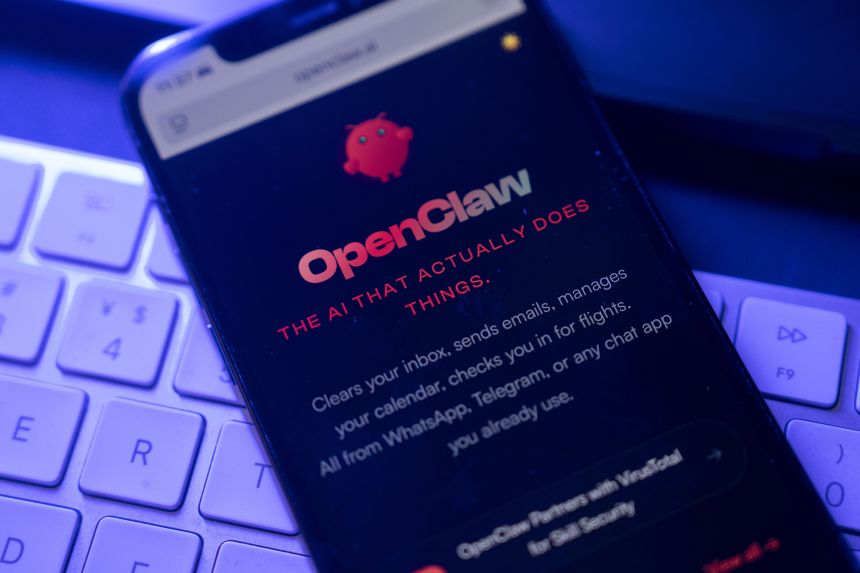 The OpenClaw website shown on a smartphone in Shanghai, China, on March 12, 2026.