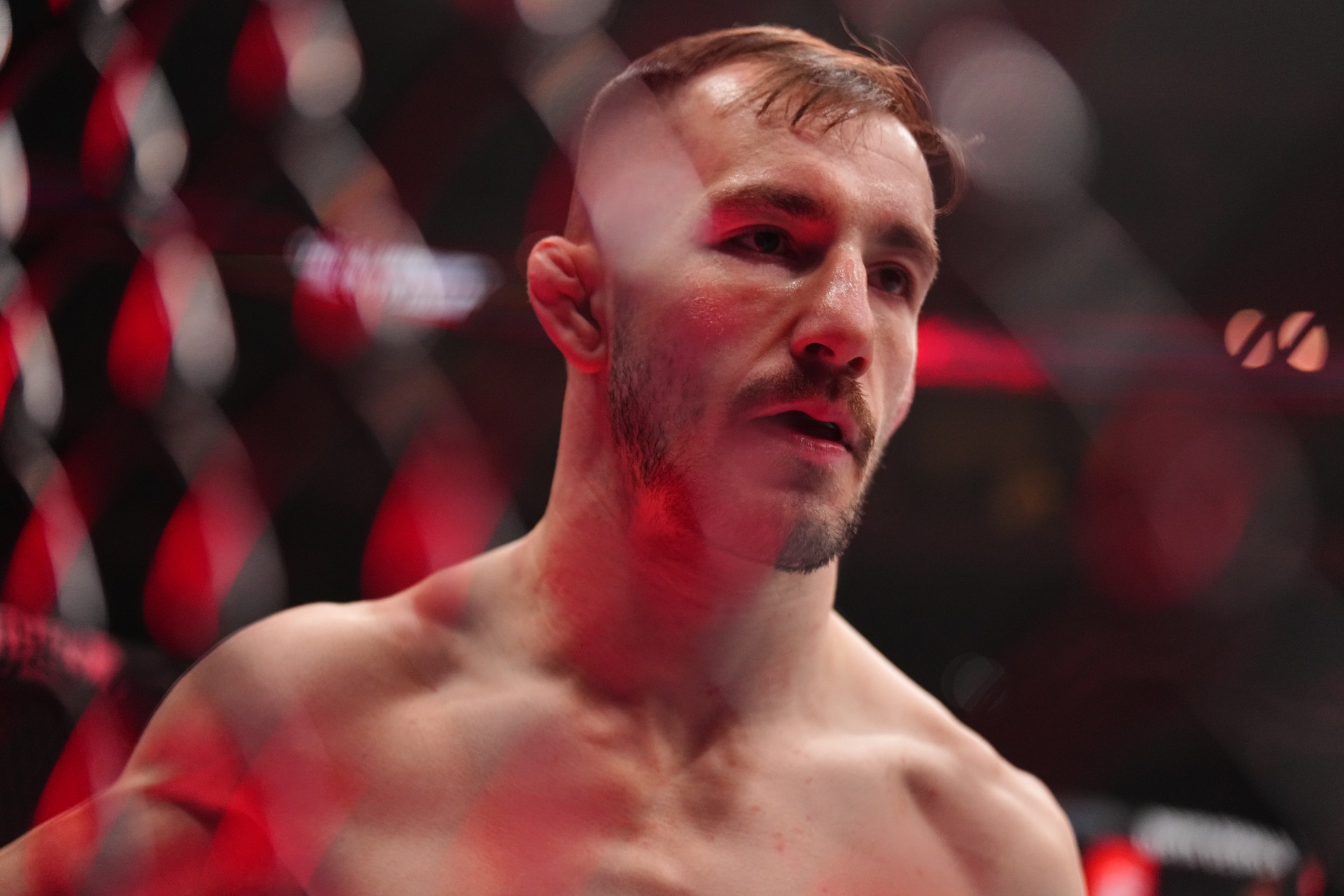 WINNIPEG, MANITOBA - APRIL 18: Jamie Siraj of Canada prepares to face John Yannis in a bantamweight fight during the UFC Fight Night event at Canada Life Centre on April 18, 2026 in Winnipeg, Manitoba. (Photo by Chris Unger/Zuffa LLC)