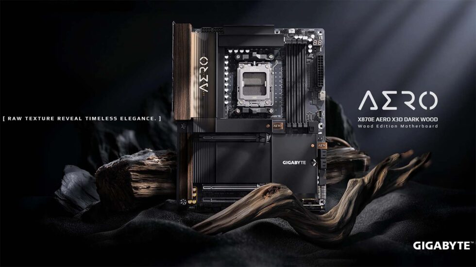 gigabyte releases x870e aero x3d dark wood motherboard