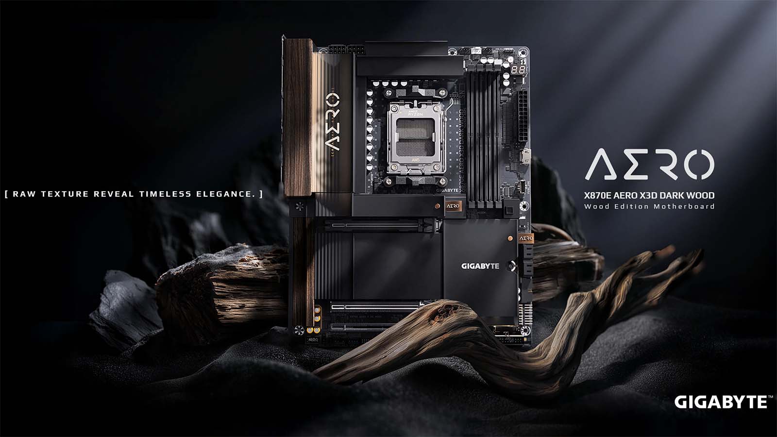 gigabyte releases x870e aero x3d dark wood motherboard