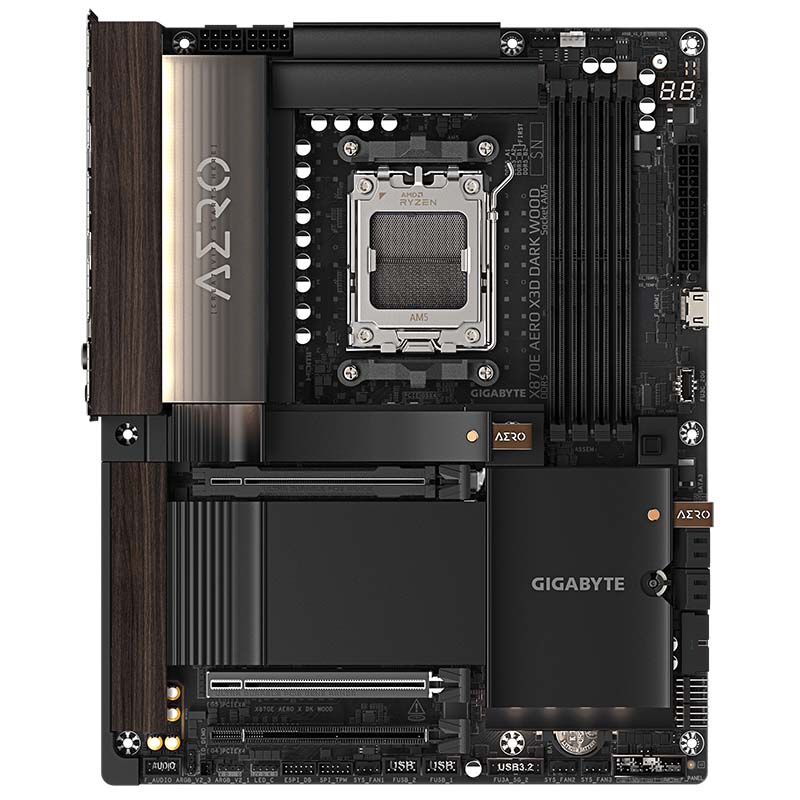 gigabyte x870e aero x dk wood front view