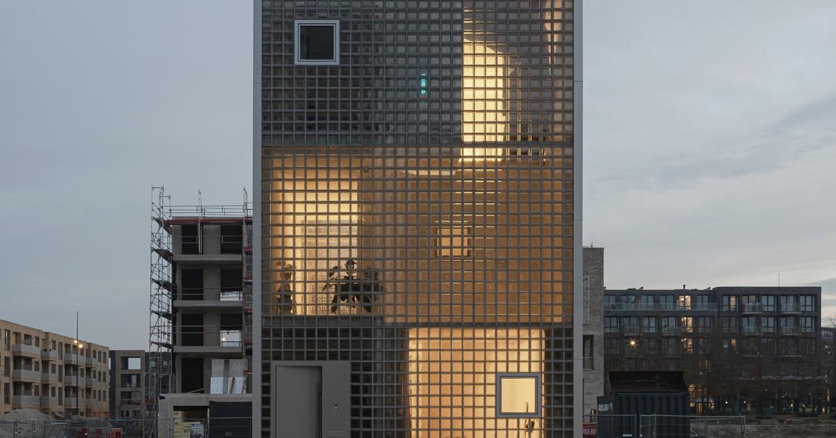 glass block facade wraps studioninedots’ stacked box residence in amsterdam