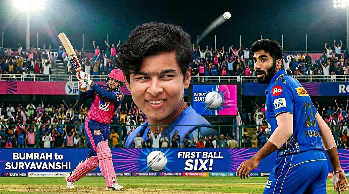 15-Year-Old Vaibhav Sooryavanshi Smashes Jasprit Bumrah for Two Sixes in Three Balls in RR vs MI IPL match