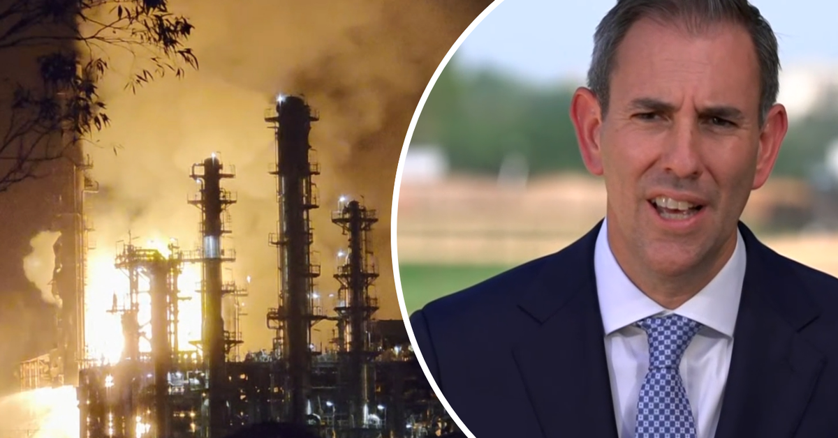 Petrol prices fall despite refinery fire, but treasurer warns Australians could face economic pain