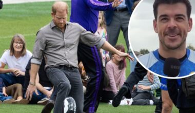 Western Bulldogs player Matthew Kennedy rates Prince Harry's AFL skills after royal kickaround