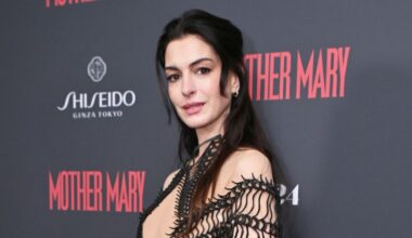 Hathaway wows in sheer gothic gown at London Mother Mary premiere