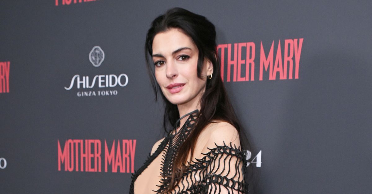 Hathaway wows in sheer gothic gown at London Mother Mary premiere