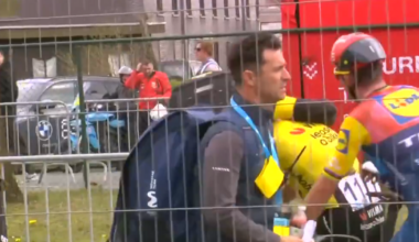 Mads Pedersen - who offered Wout van Aert support after the finish