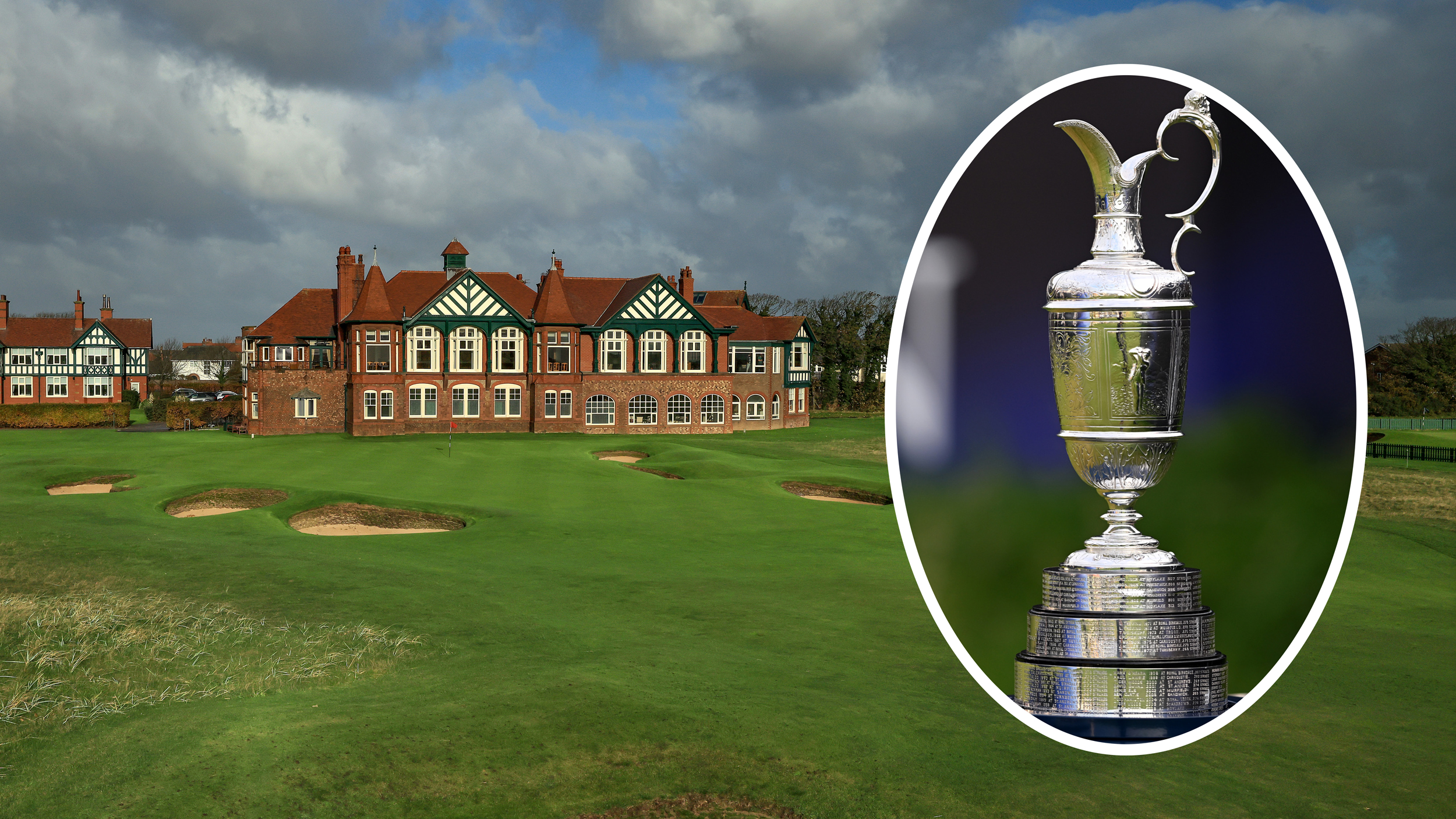 Royal Lytham and St Annes clubhouse and the Claret Jug