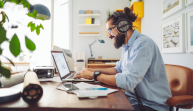 man on computer
