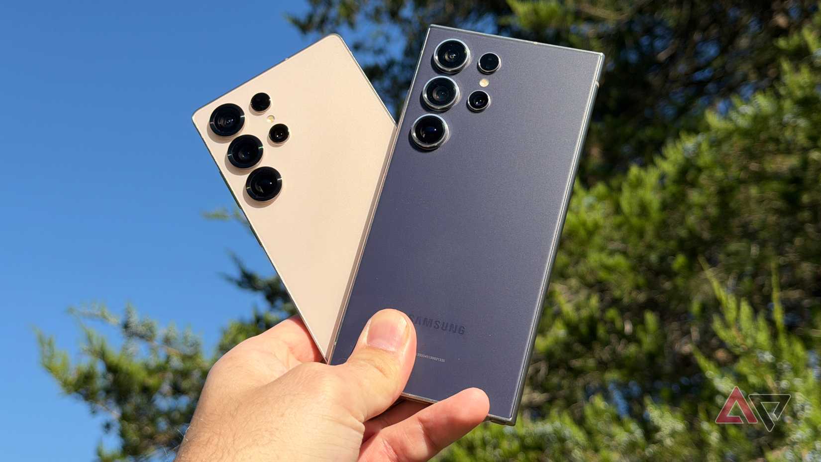 Samsung Galaxy S25 Ultra held against a Galaxy S24 Ultra