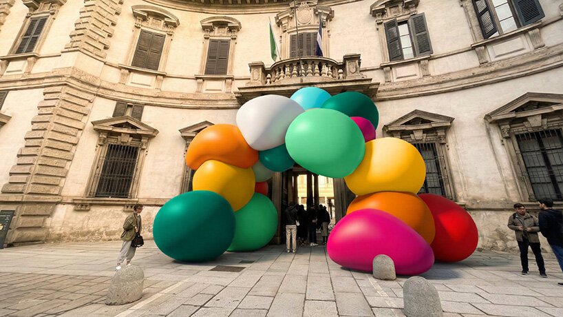 inflatable clay-like landscape by ulises studio fills palazzo del senato in milan with color - 1
