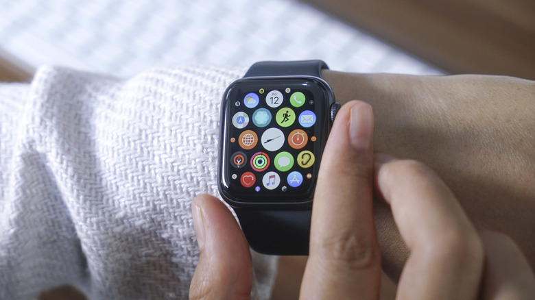 Apple Watch user browsing all the installed apps on the Watch.