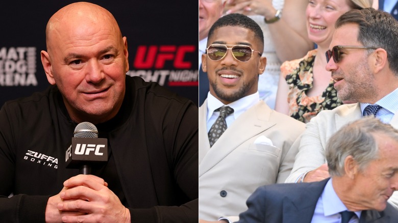 [Left] Dana White and [Right] Anthony Joshua and Eddie Hearn