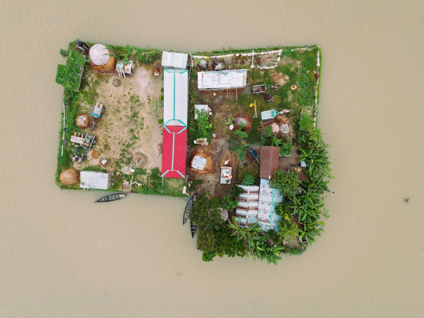 Joy Saha won the Architecture & Design category for her series on the vernacular architecture of the Haor region of Bangladesh, where homes are built on raised mounds to protect them from floodwaters.