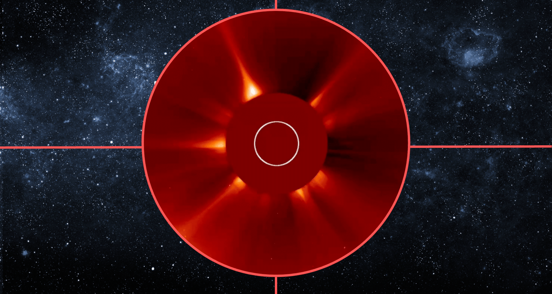 graphic showing comet maps streaking toward the sun. the background of the image shows a star filled sky.