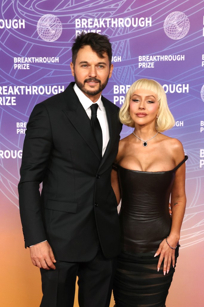 Matthew Rutler and Christina Aguilera attend the Breakthrough Prize Ceremony