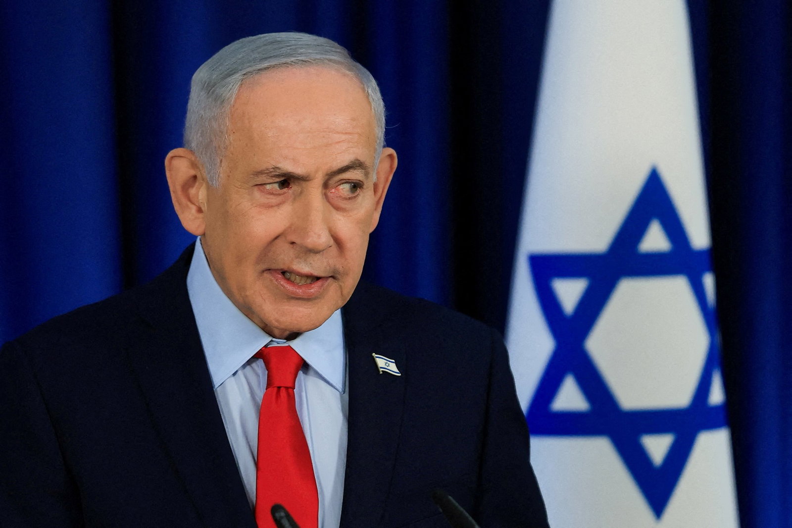 Netanyahu speaks at a press conference