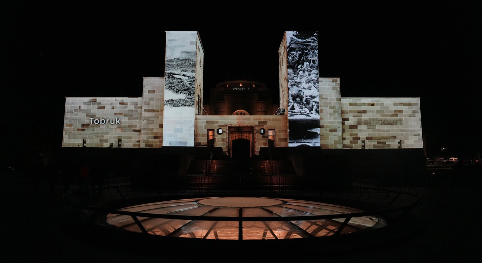 A projection on the Australian War Memorial in Canberra on ANZAC Day 