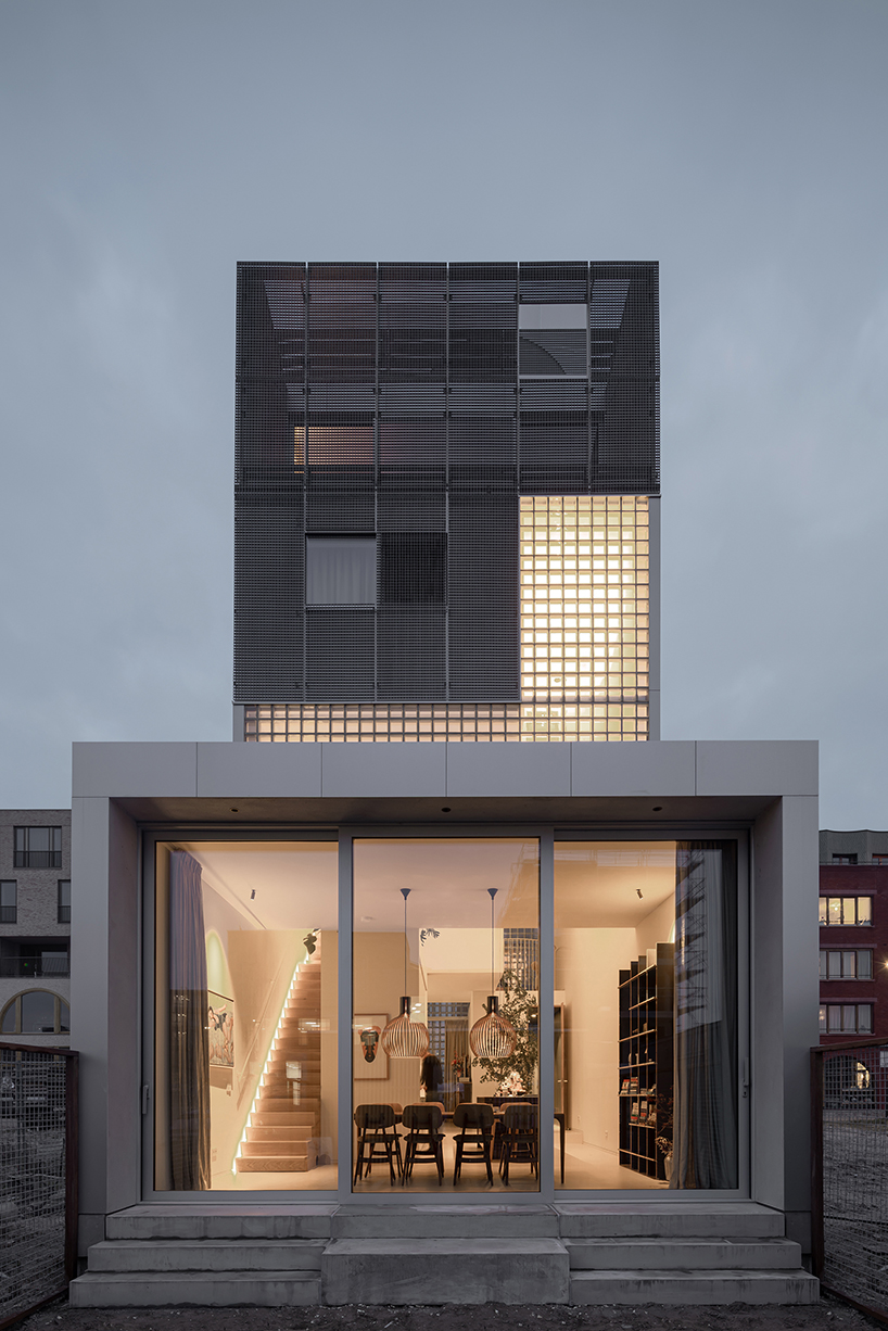 glass block facade wraps studioninedots’ playfully stacked box residence in amsterdam - 3