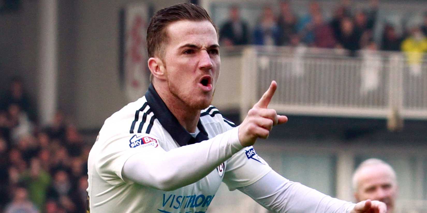 Ross McCormack celebrates after scoring the first goal for Fulham