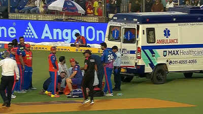 Scary scenes! Lungi Ngidi taken off in ambulance after suffering head injury in DC vs PBKS IPL match