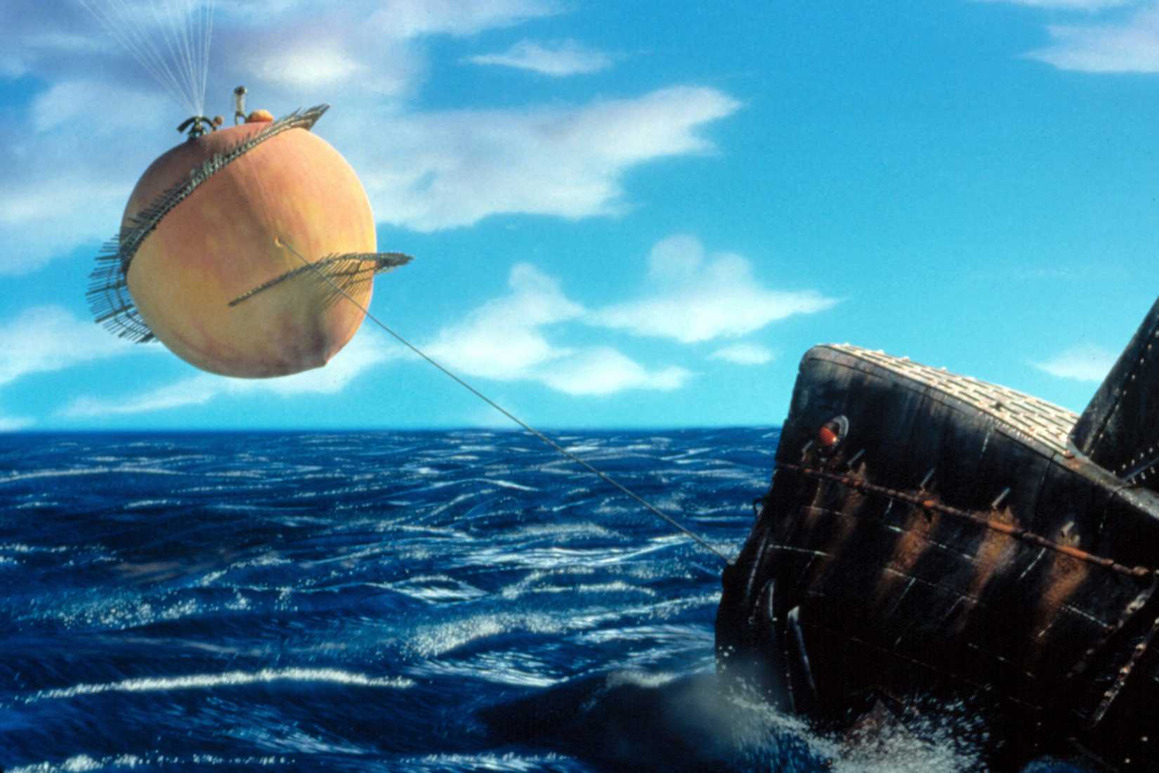 The mechanical shark has harpooned James' peach.
