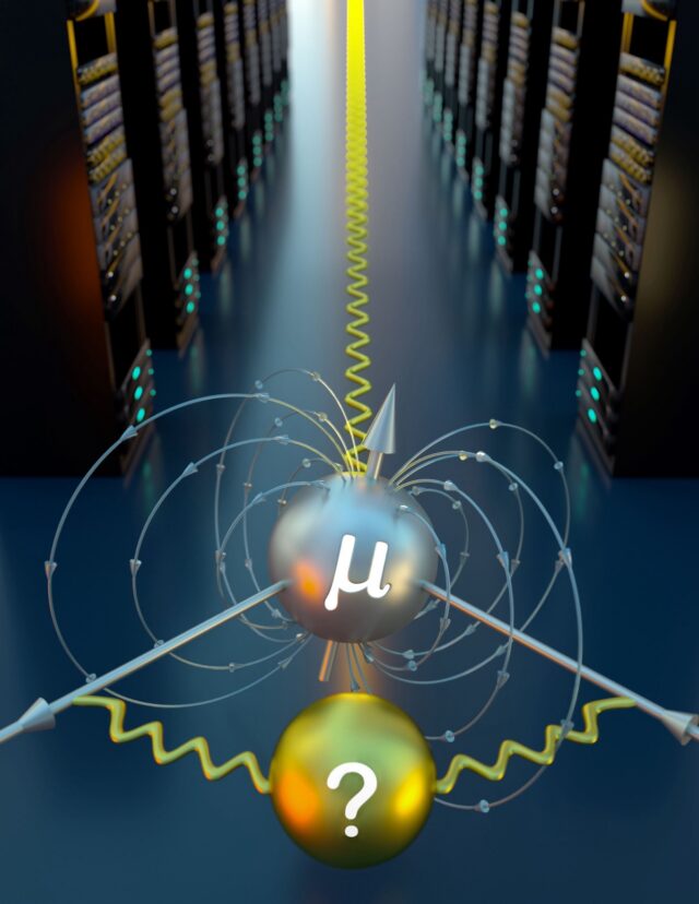 artistic illustration of Supercomputer simulations reveal the effect of the strong nuclear force on the muon's magnetism.