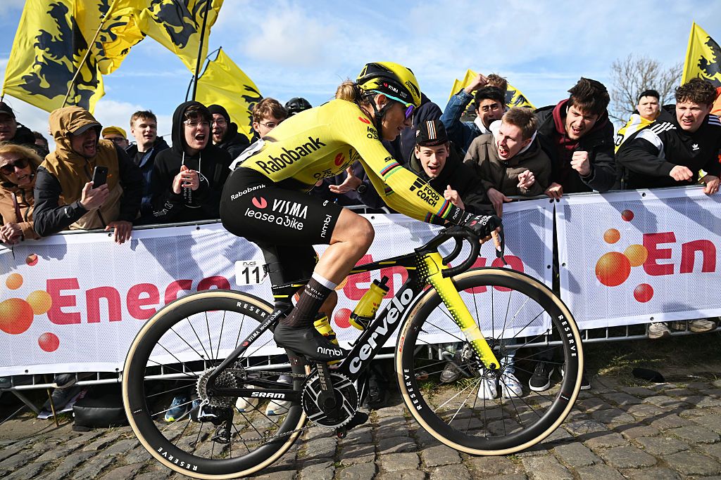 2026 Tour of Flanders: Pauline Ferrand-Pr&eacute;vot during the race