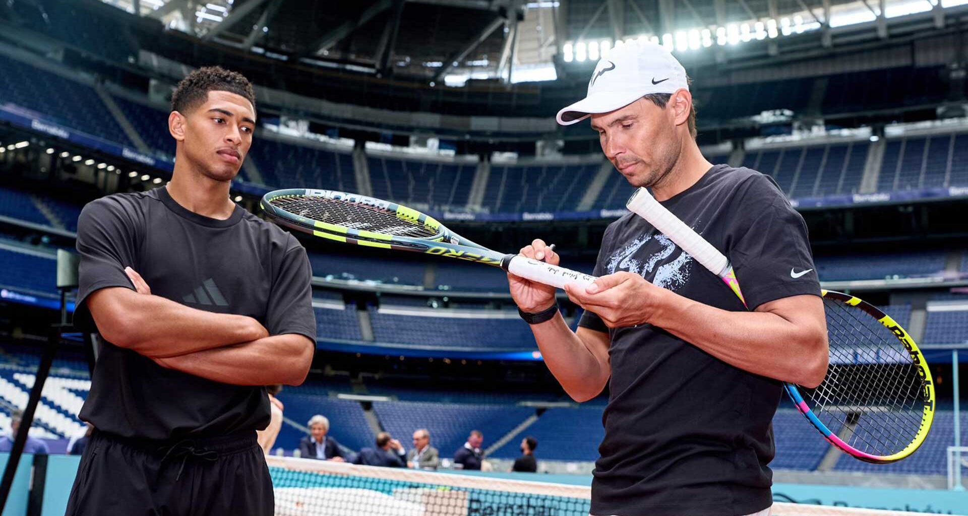 Jude Bellingham with Rafael Nadal on Thursday in Madrid.