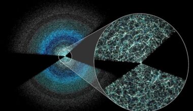 The image shows a circle with bands of different colors,
	  missing two opposite pizza slices, on a dark background.
	  An inset presents a zoomed-in view of the center,
	  showing a fine, feathery structure.