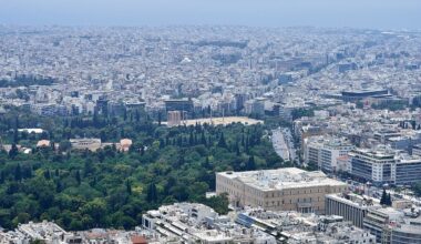 Aerial view of Athens, Greece. Who is primarily responsible for tax evasion in Athens, Greece?