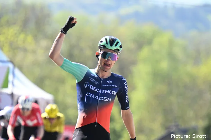 Paul Seixas crosses the line at La Fleche Wallonne 2026
