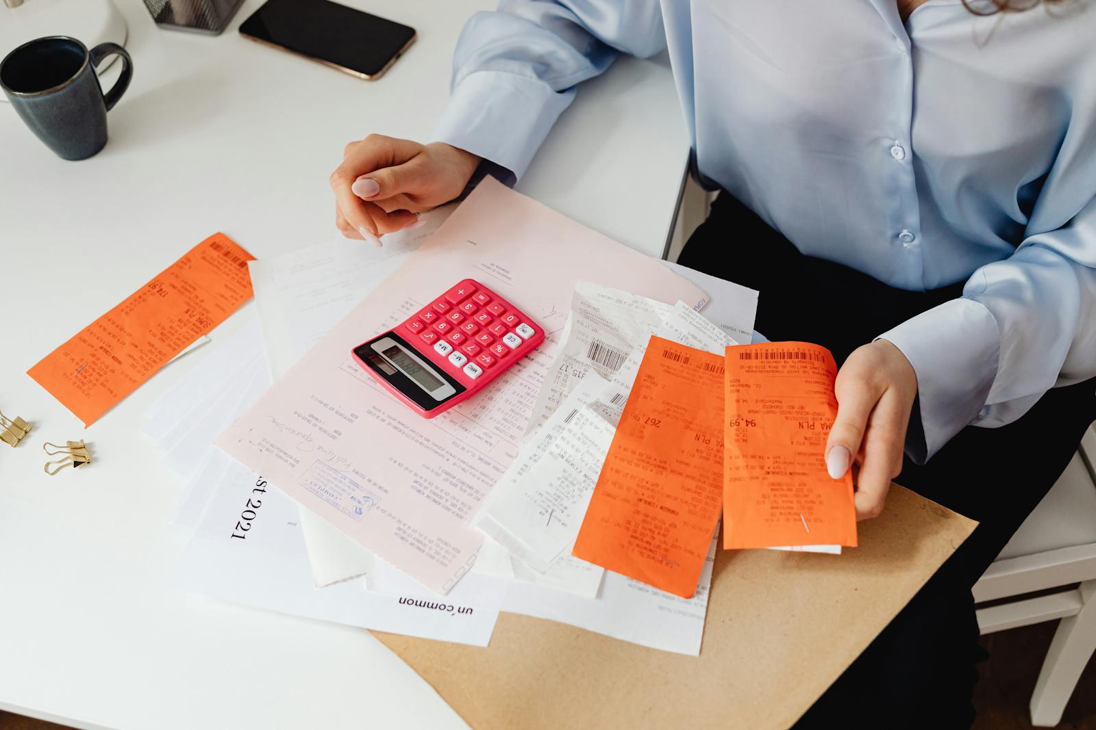 person checking receipts