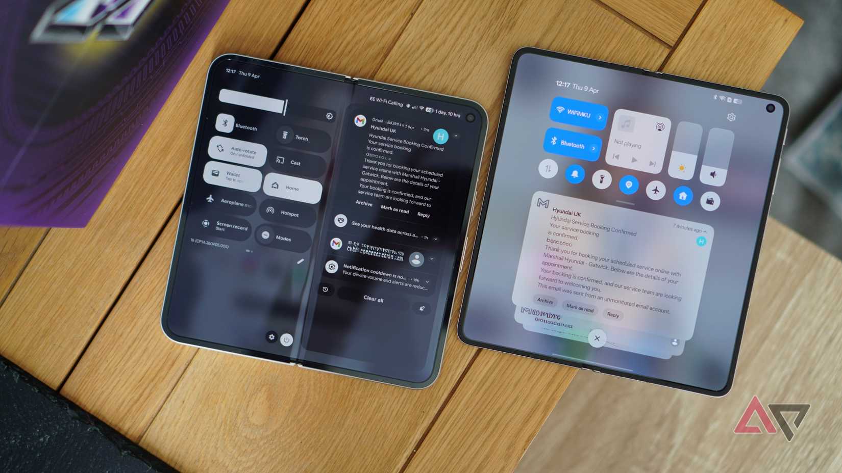Notifications on the Google Pixel 9 Pro Fold and Oppo Find N6