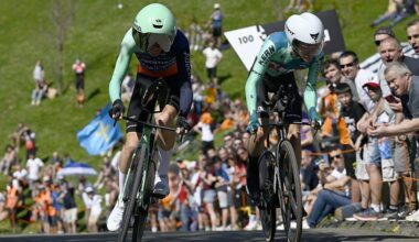 Itzulia Basque Country stage 1: Paul Seixas (l) blasts past two-minute man Unai Iribar to clock the best time
