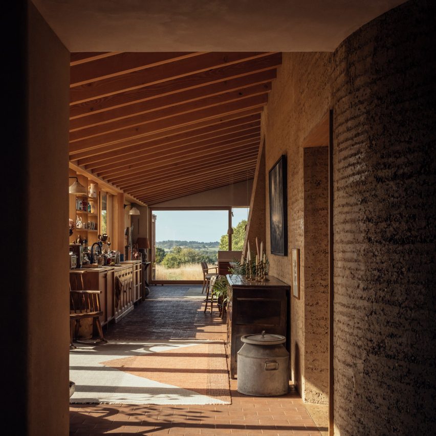 Entrance of Rammed Earth House by Tuckey Design