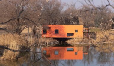 wiki world’s red floating timber cabin bridges land and water in chinese park