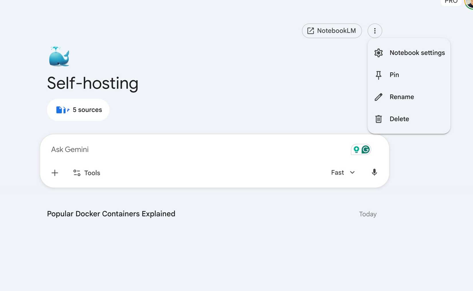 NotebookLM integration in Gemini