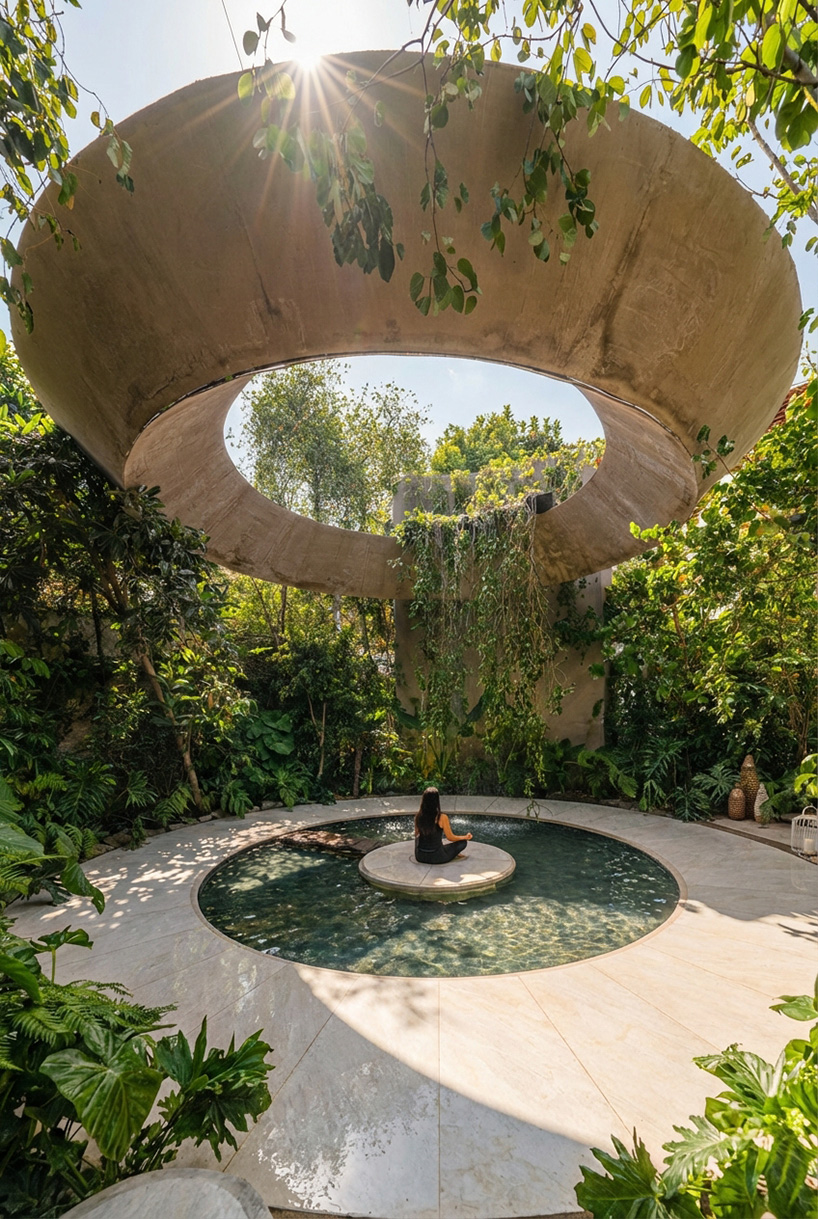 floating ring installation by broissin architects releases a continuous cascade of water - 3