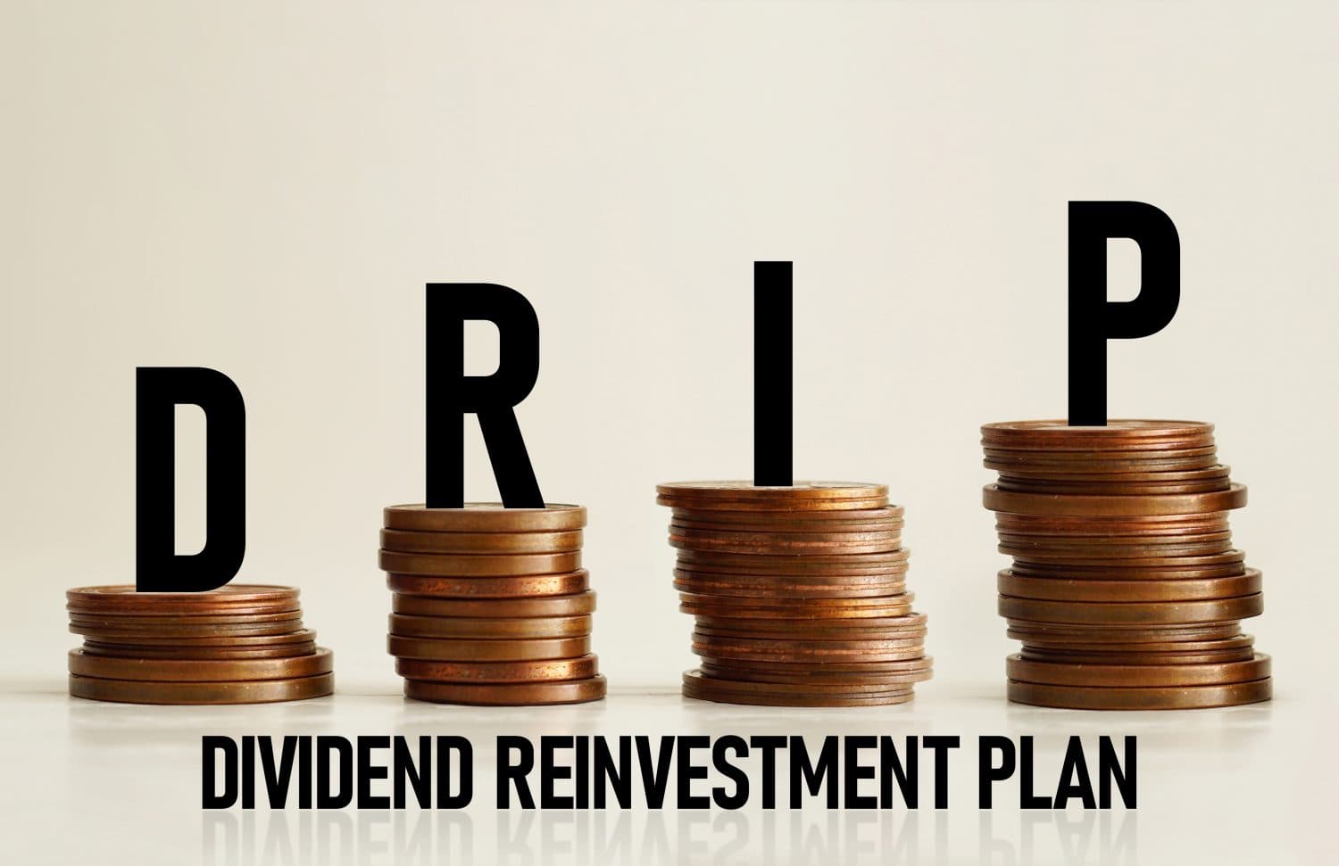 Dividend Reinvestment Plan DRIP is shown using a text as financial concept