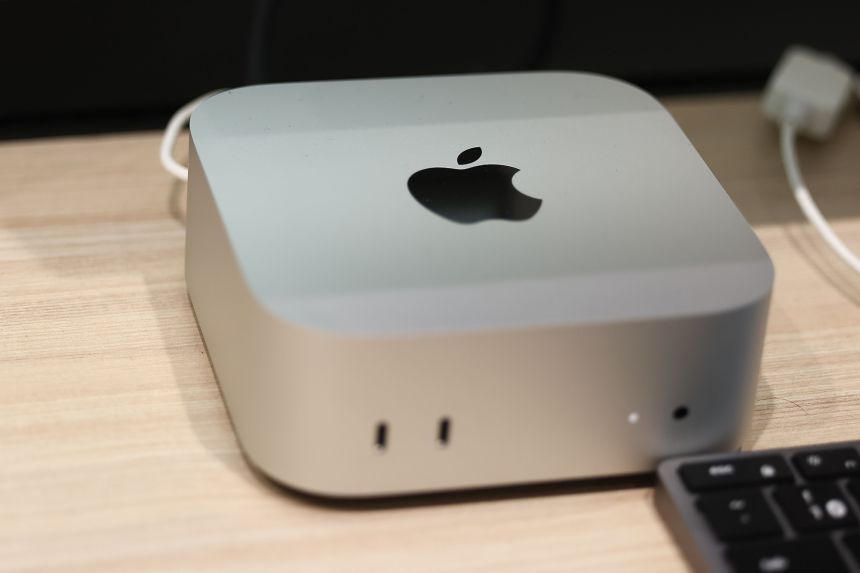 A Mac mini in Krakow, Poland on January 31, 2026.
