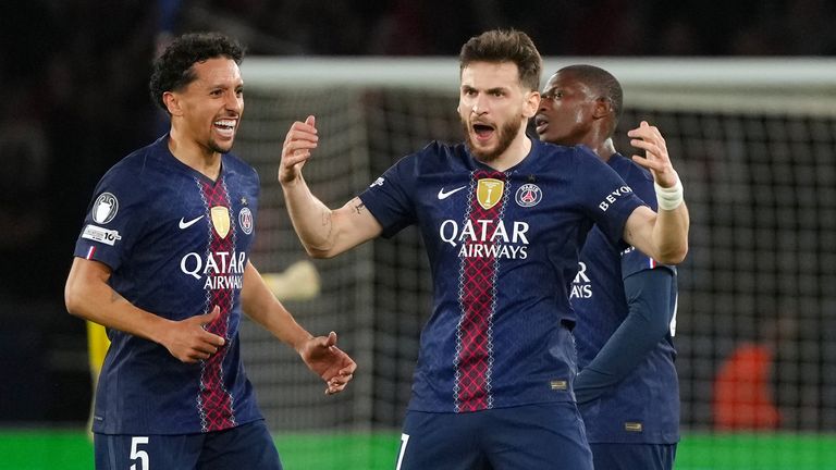 PSG's Khvicha Kvaratskhelia (left) whipped the ball in to beat Manuel Neuer in the Bayern goal and score a delightful equaliser