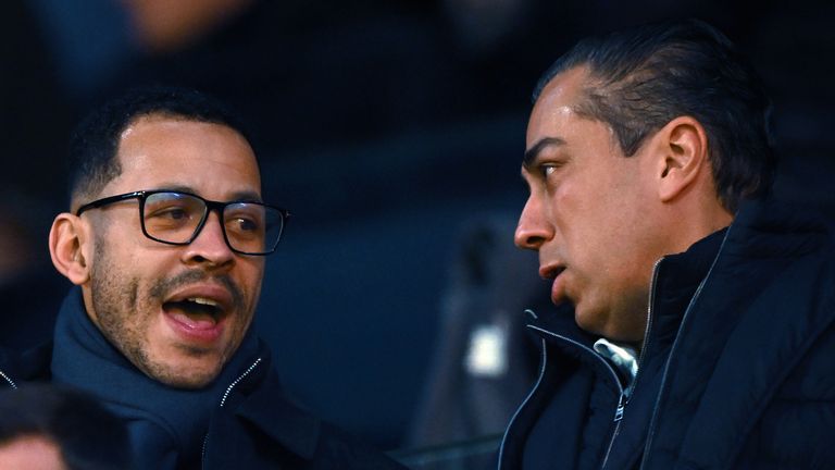 Chelsea head coach Liam Rosenior (left) and Behdad Eghbali