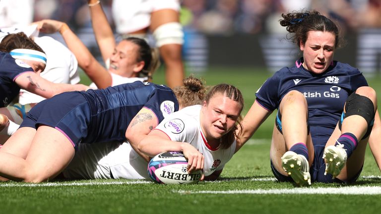 Sarah Bern scored twice for England as they ran riot 