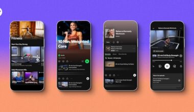 Screenshots of Spotify fitness content