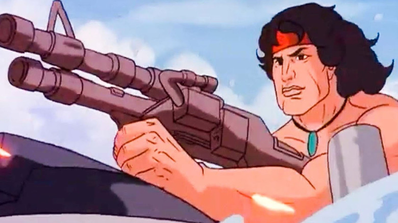 Rambo aims a weapon in 